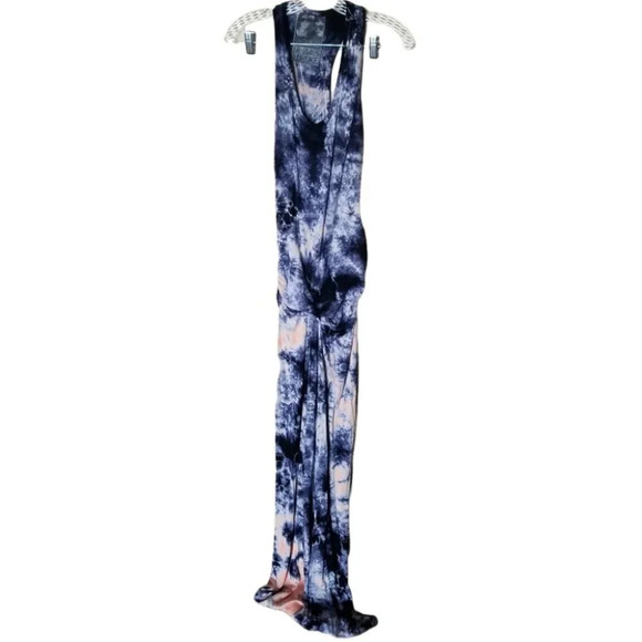YFB Navy Tie Dye Drape Ruched Hamptons Modal Maxi Dress S - Picture 4 of 15